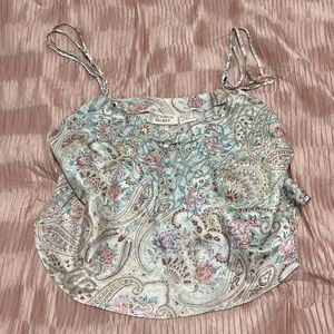 Victoria Secret Gold Label Vintage Cami Crop Top Satin Floral Paisley 90s Y2k M